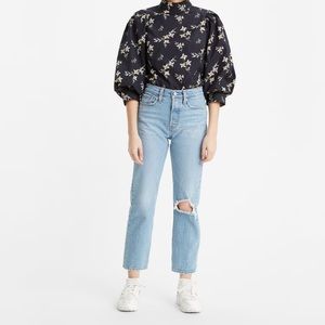 Levi's Wedgie Straight Fit High Rise Distressed Jeans